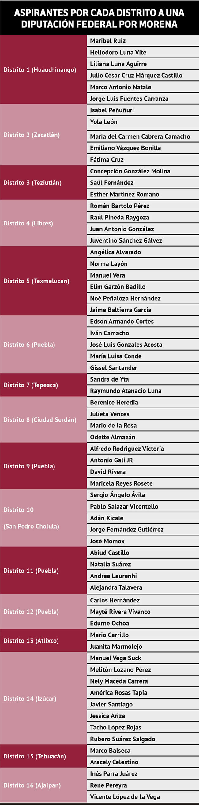 aspirantes por distrito diputacion federal morena puebla