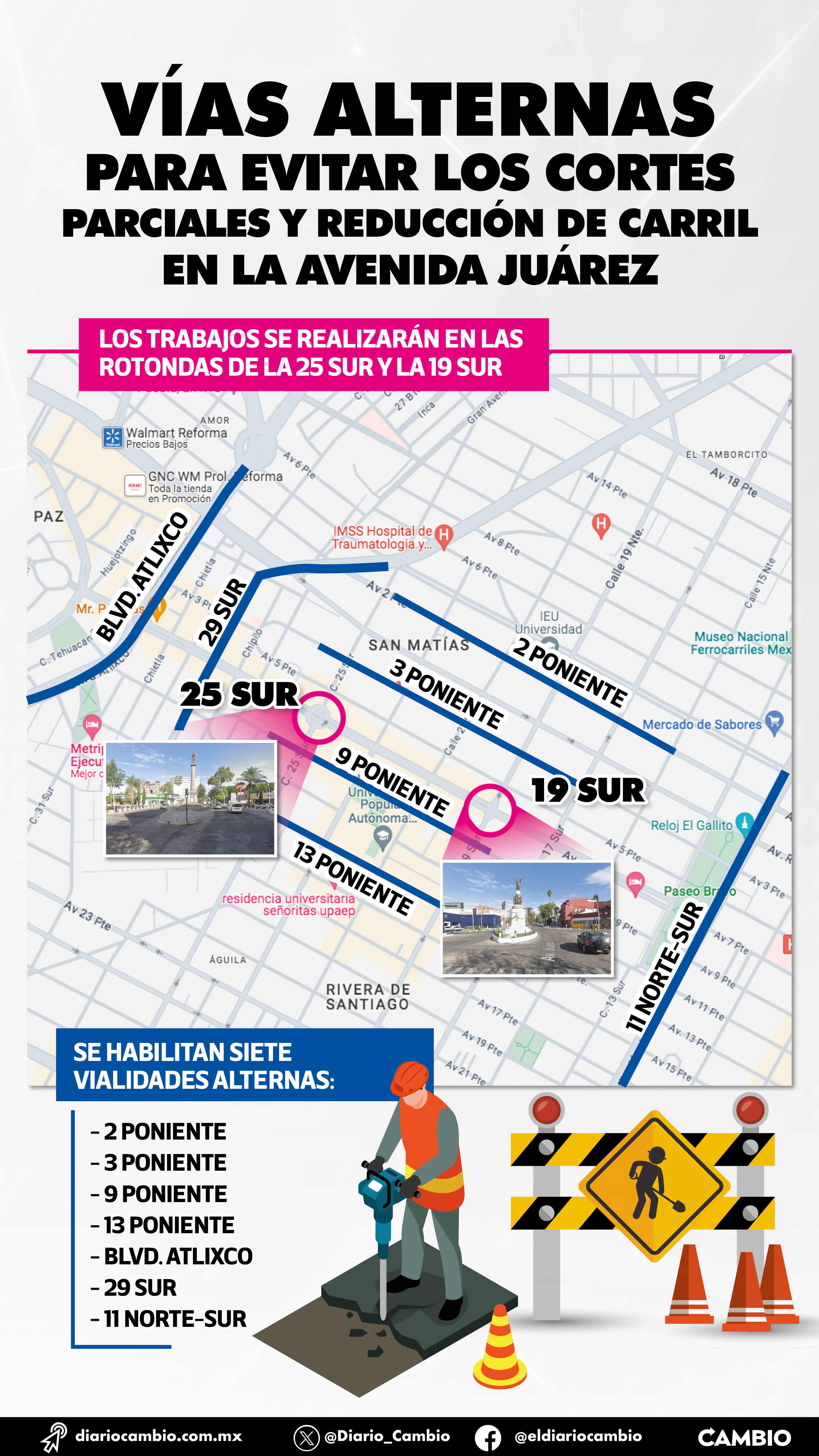 infografia vias alternas evitar obras avenida juarez