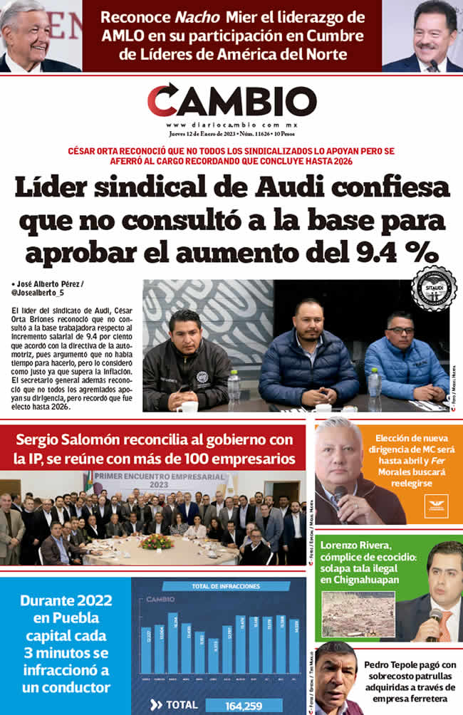 Diario Cambio - Portada del 12 de Enero de 2023