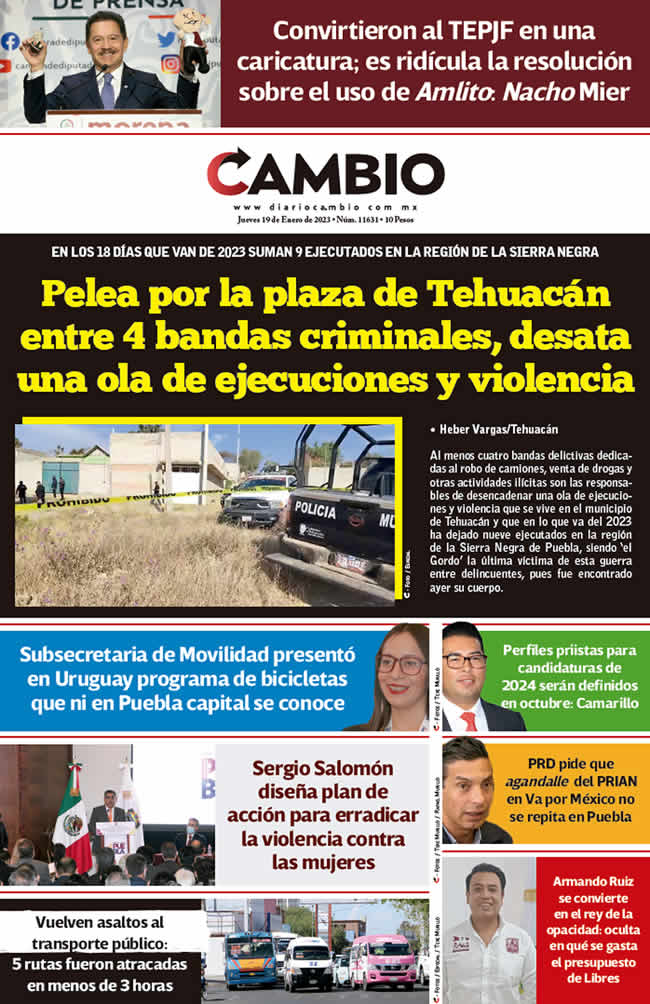 Diario Cambio - Portada del 19 de Enero de 2023