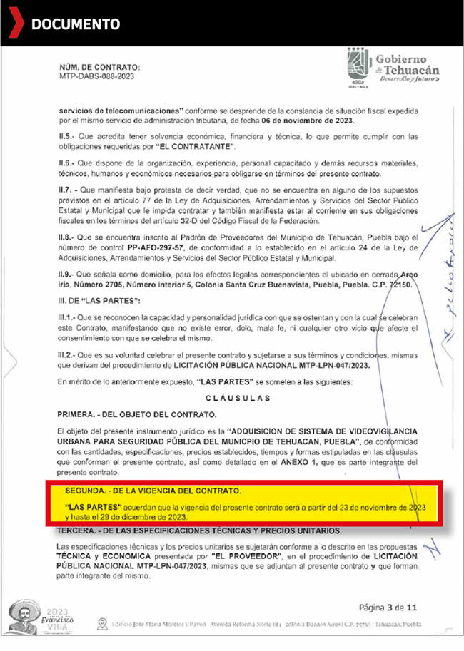 contrato licitacion camaras videovigilancia tehuacan