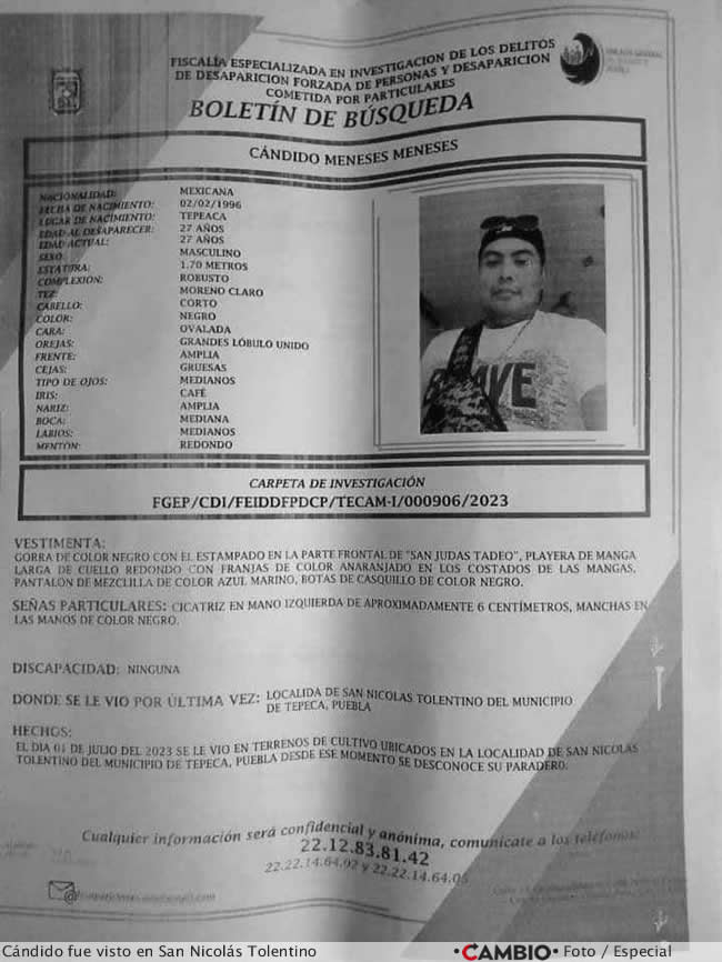 desaparecidos puebla principios julio 2023 candido meneses