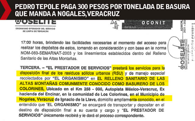 documentos mentiras pedro tepole traslado basura veracruz