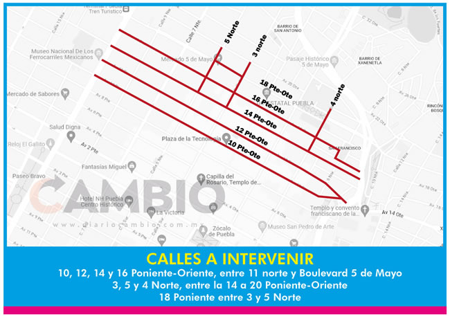 mapas calles intervenir centro historico puebla