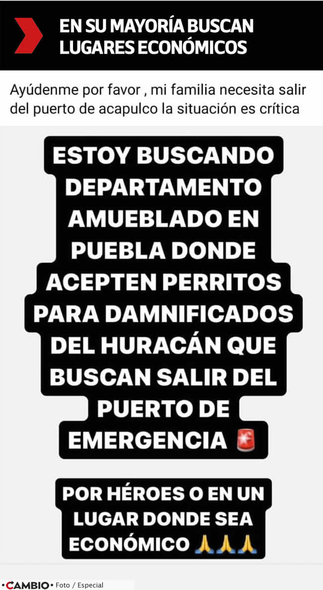 exodo acapulquenios puebla devastacion otis refugio lugares economicos