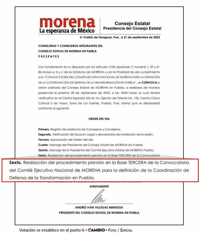 convocatoria morena puebla consejo estatal voto 4 perfiles gubernatura