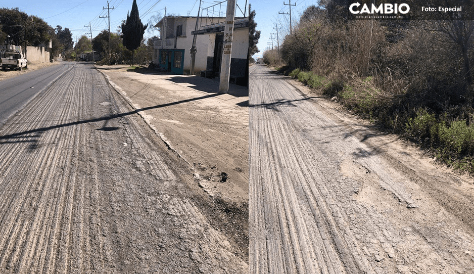 Pobladores exigen se concluya pavimentación de la carretera El Verde-Texmelucan