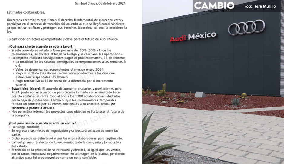 Audi intenta &quot;seducir&quot; a eventuales para que voten por el 7% y termine la huelga