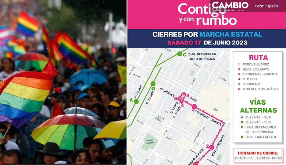 Estas son las calles que cerrarán a partir de la 1pm por marcha LGBT en Puebla