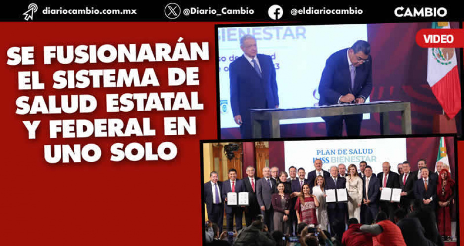 Ya es oficial: Puebla se une al IMSS-Bienestar, Sergio Salomón firma convenio frente a AMLO