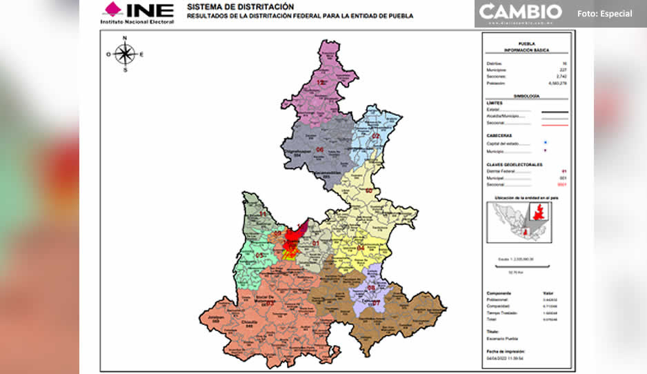 Puebla contará con 16 distritos federales; Libres se sumará como cabecera electoral del distrito 4