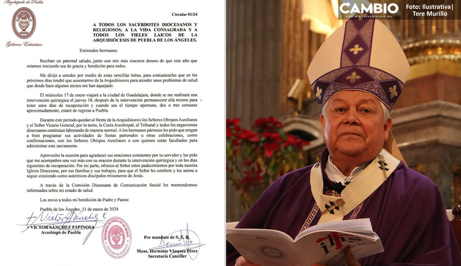 Arzobispo Víctor Sánchez será intervenido quirúrgicamente