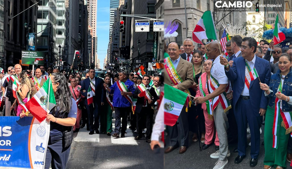 Sergio Salomón presente durante desfile de la Independencia de México en Nueva York
