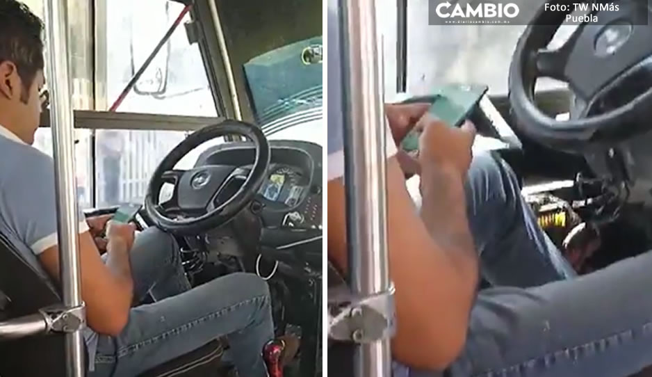 Chofer ruta 52 se pone a chatear mientras maneja (VIDEO)