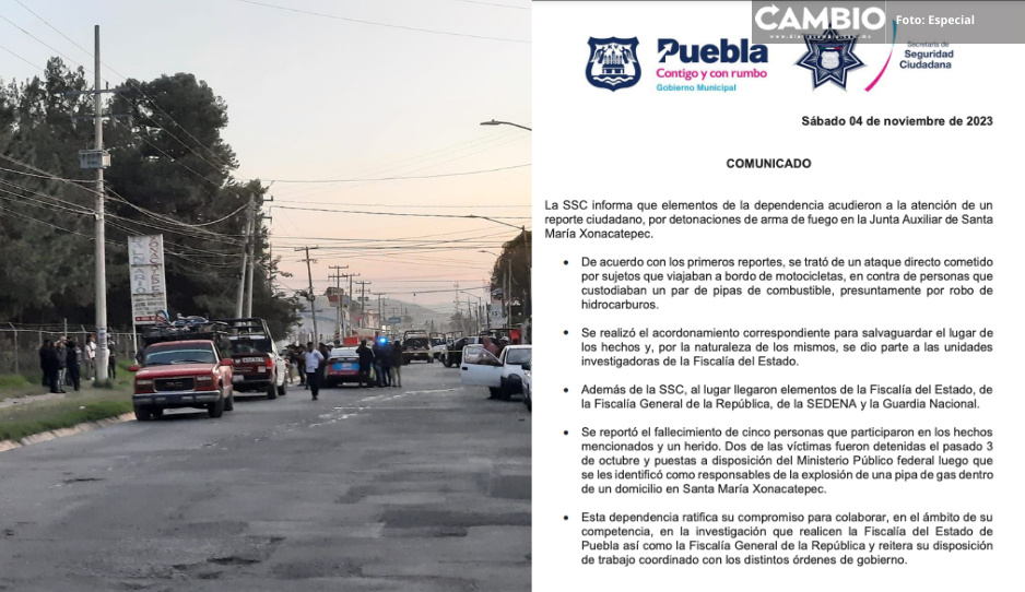 Confirma SSC cinco muertos tras masacre entre huachigaseros en Xonacatepec