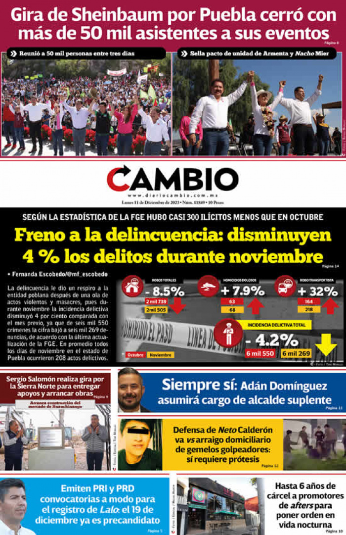 Freno a la delincuencia: disminuyen 4 % los delitos durante noviembre