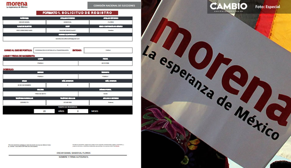 Este es el Formato de inscripción al proceso interno de Morena