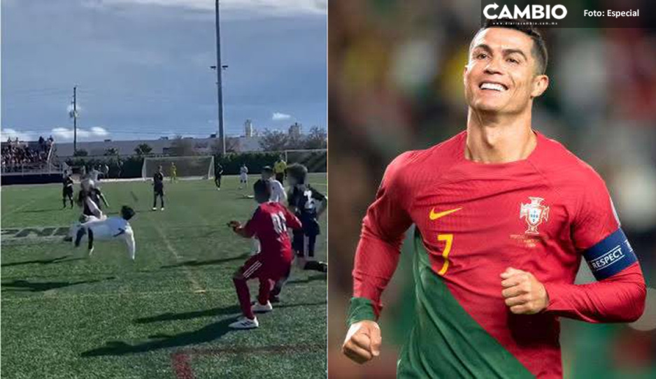 ¡Golazo! Mateo Messi marca gol de chilena a lo Cristiano Ronaldo (VIDEO)