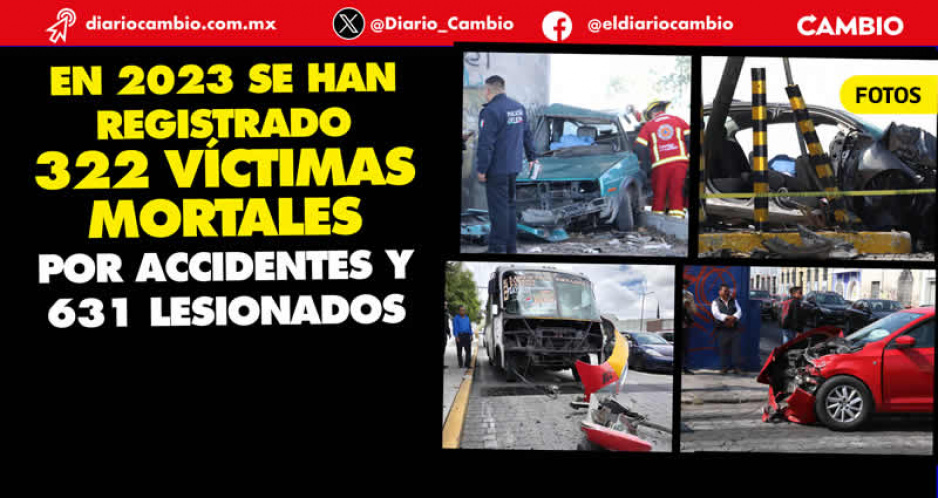 Durante 2023, todos los días murió una persona en Puebla por un accidente vial