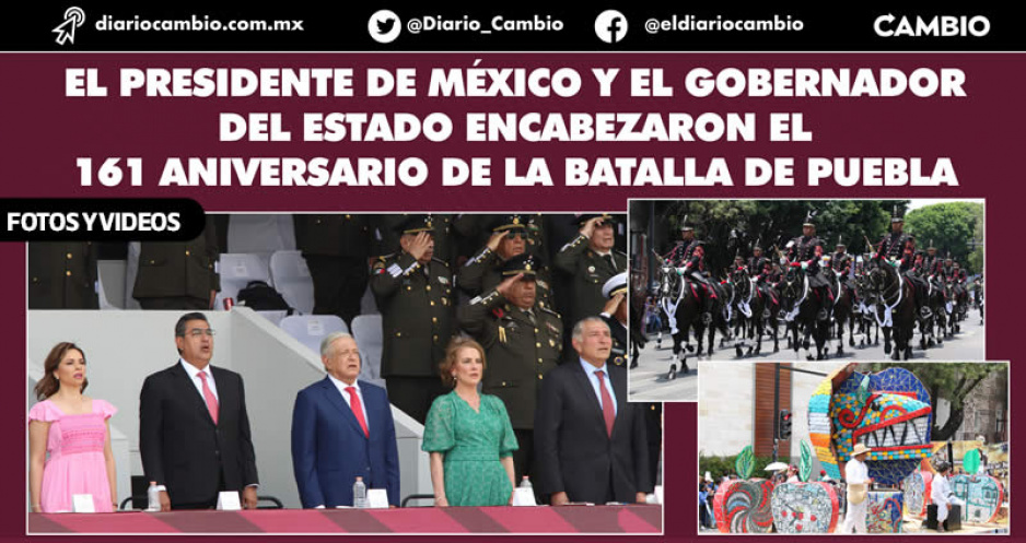 18 mil almas participaron en el Desfile del 5 de Mayo, 15 carros alegóricos, 9 aviones y AMLO encabezó el evento
