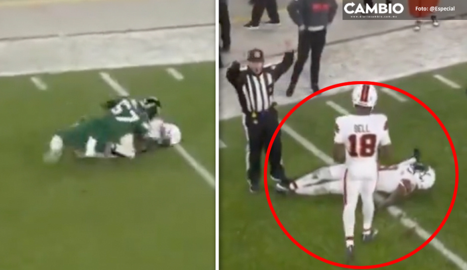 VIDEO: Receptor de Cleveland convulsiona tras fuerte impacto contra los Jets de New York