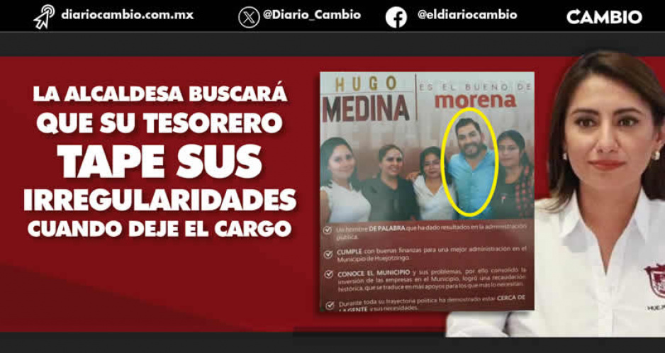 Con la venia de Angélica Alvarado, su tesorero se promociona en Huejotzingo