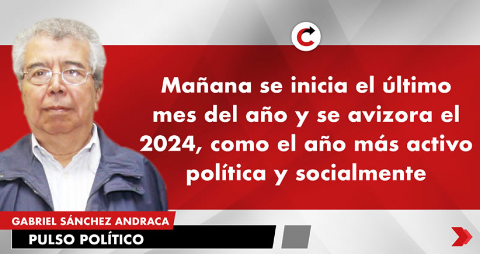 Mañana se inicia el último mes del año y se avizora el 2024, como el año más activo política y socialmente