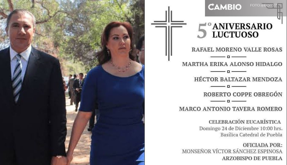 Darán misa en la Catedral de Puebla en homenaje de Martha Erika y Rafael Moreno Valle