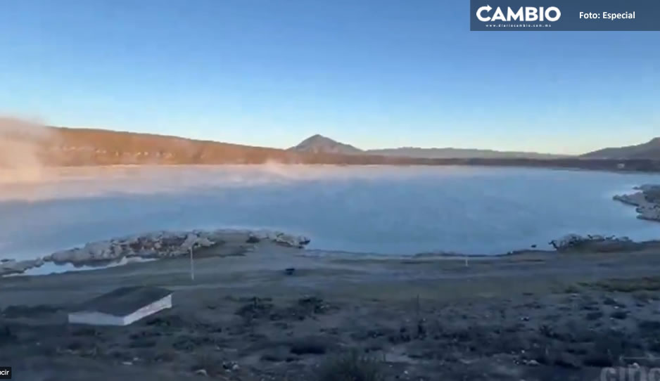 ¡CONGELADA! Así luce la Laguna de Alchichica (VIDEO)