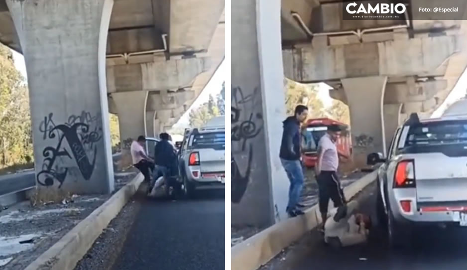 VIDEO: Captan brutal golpiza en plena autopista México-Puebla