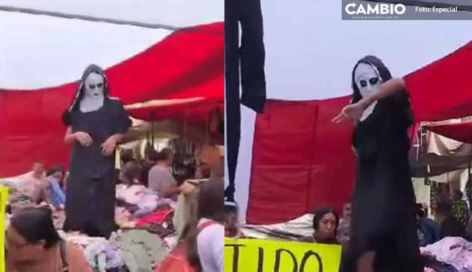 Imitador de la &quot;Monja Viral&quot; prende el ambiente en tianguis de Guadalajara (VIDEO)