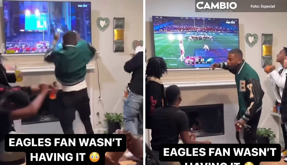 VIDEO: Aficionado de los Eagles rompe su televisión tras derrota