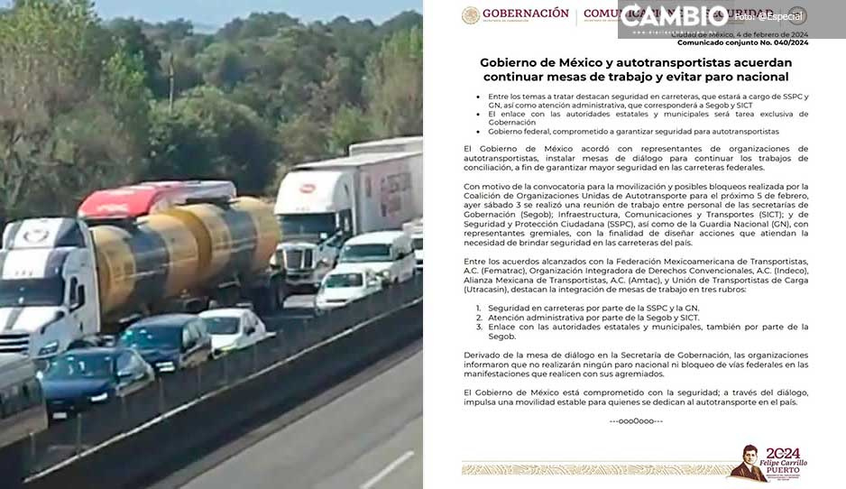 Transportistas y Gobierno llegan a acuerdo para suspender el paro nacional de lunes