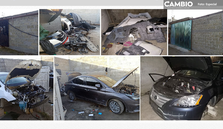 Asegura FGE vehículos robados y autopartes tras cateos en Texmelucan