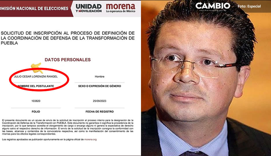 Se inscribe Lorenzini a la contienda en Morena, pero ni su apellido escribió bien