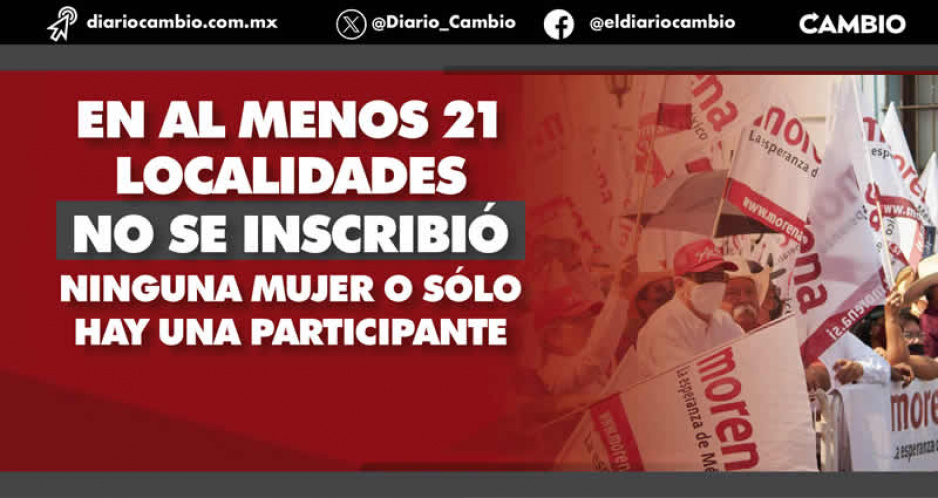 No se cumple paridad en Morena para regidurías en 21 municipios y en 63 está desierta la sindicatura
