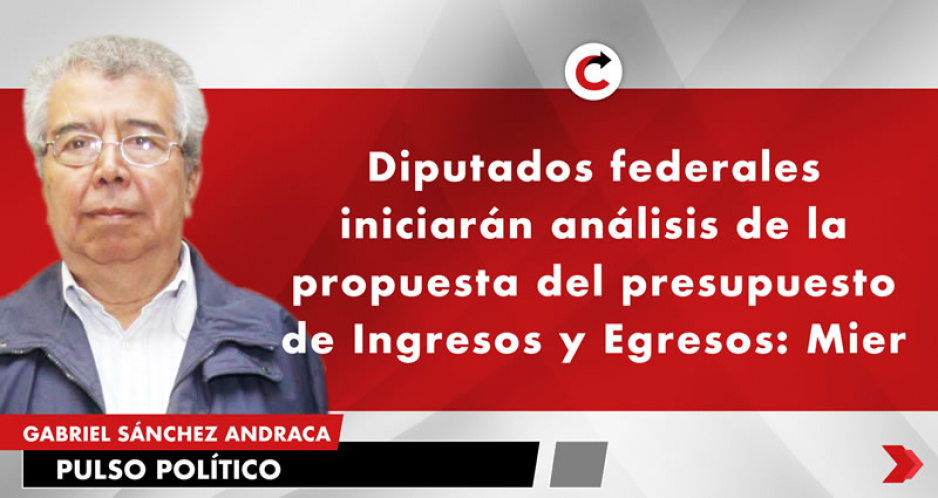 Diputados federales iniciarán análisis de la propuesta del presupuesto de Ingresos y Egresos: Mier