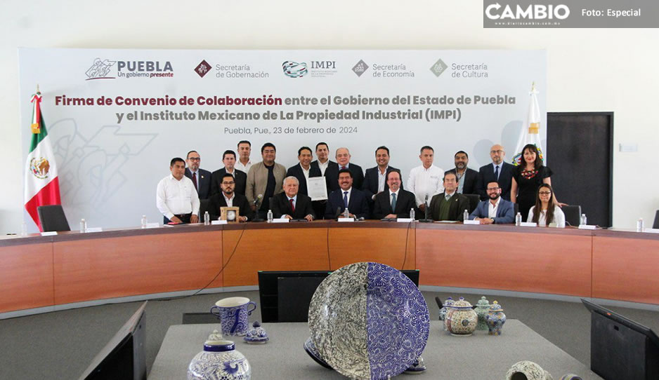 Segob firma convenio con IMPI para proteger la propiedad industrial en Puebla