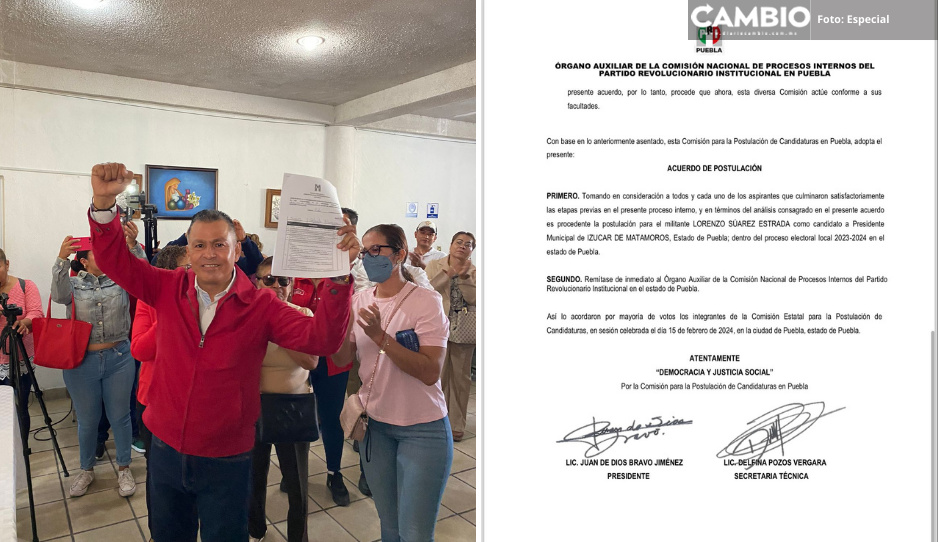 Recibe Lorenzo Suárez constancia como candidato del PRI a alcalde de Izúcar