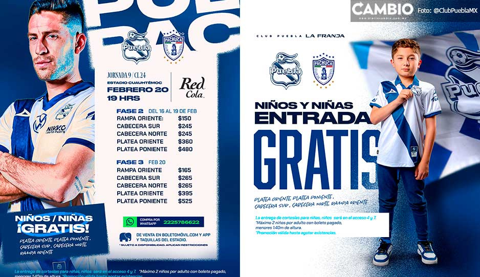 Esto cuestan los boletos para el Club Puebla vs Pachuca ¡Niños entran gratis!