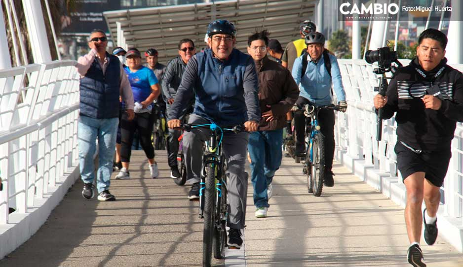 Inaugura Sergio Salomón la rehabilitación de la ciclopista del Boulevard Atlixcáyotl (VIDEO)