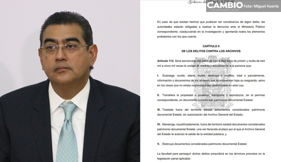 Envía Sergio Salomón propuesta de Ley de Archivos al Congreso