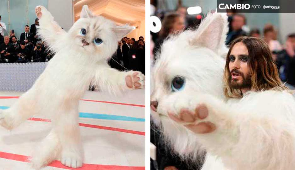 ¡Aristogato! Jared Leto desfila por la alfombra del MET Gala vestido de la gata Choupette