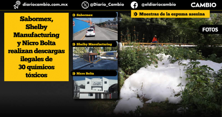 Sabormex, Shelby Manufacturing y Nicro Bolta en la mira: son responsables de la ‘espuma asesina’ en el Atoyac