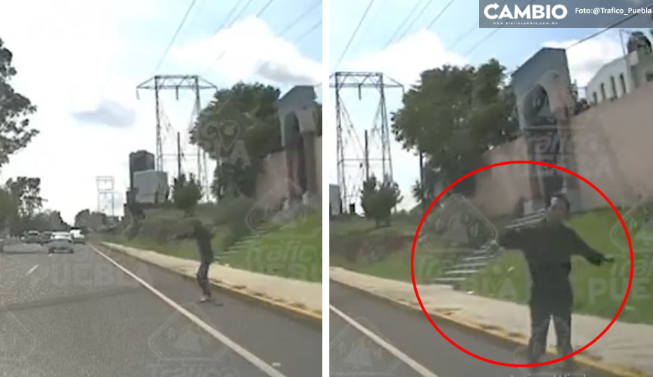 ¡Otra vez! Lanzan piedras a automovilistas para asaltarlos en la Recta a Cholula (VIDEO)