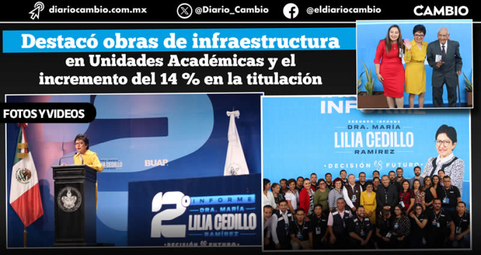 Entre aplausos, Lilia Cedillo rinde II Informe: destaca construcción de CU 2 y reformas a ley orgánica de la BUAP