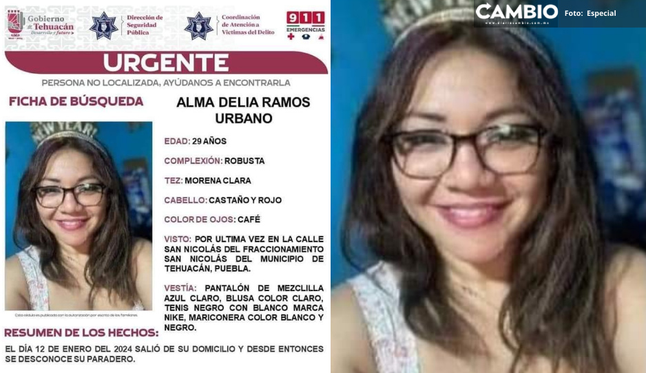 ¡Ayúdala a regresar a casa! Alma Delia Ramos Urbano desapareció en Tehuacán