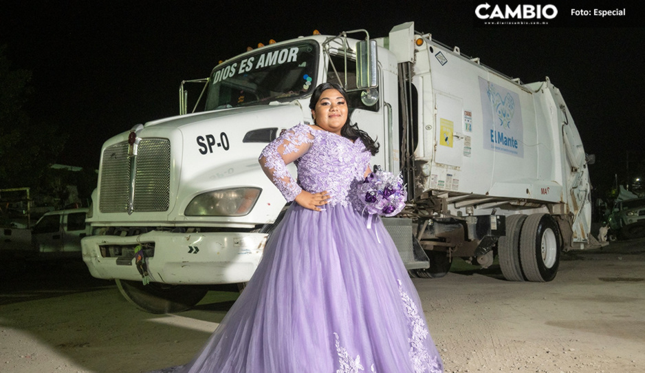 ¡Lindo gesto! Quinceañera toma su sesión de fotos en el camión de basura en el que trabaja su padre
