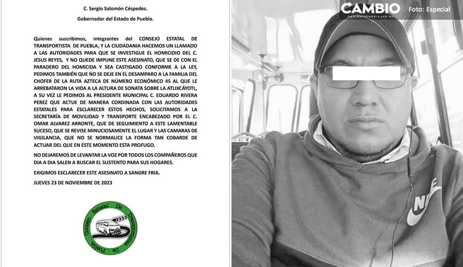 ¡Justicia para Jesús! Consejo de Transportistas exige esclarecer asesinato de chófer de ruta Azteca
