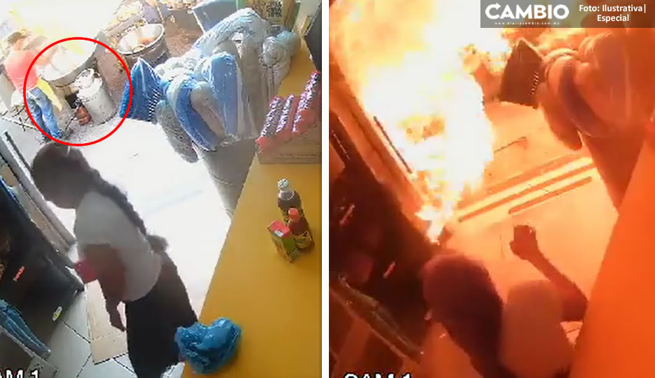 Impactante VIDEO: Así explotó puesto de carnitas en un mercado de Morelia